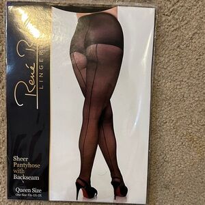 René Rofé Sheer Black Pantyhose with Backseam